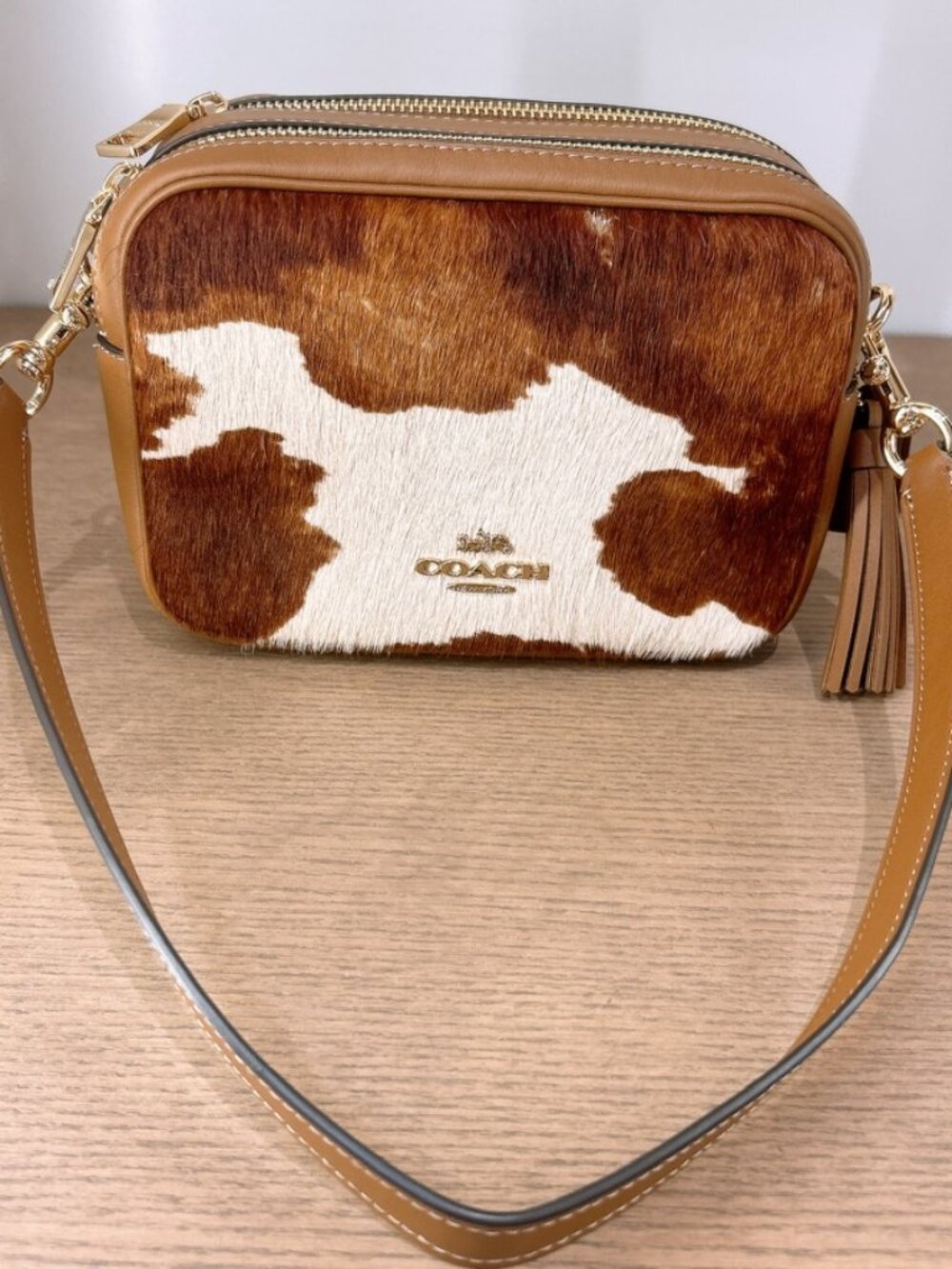 coach Mini Carey Crossbody Bag In Haircalf With Cow Print CEK71
